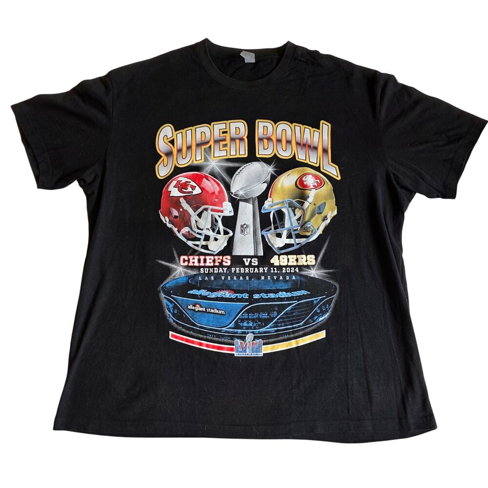 NFL Super Bowl LVIII 2024 Chiefs vs 49ers History Graphic T-Shirt 2XL